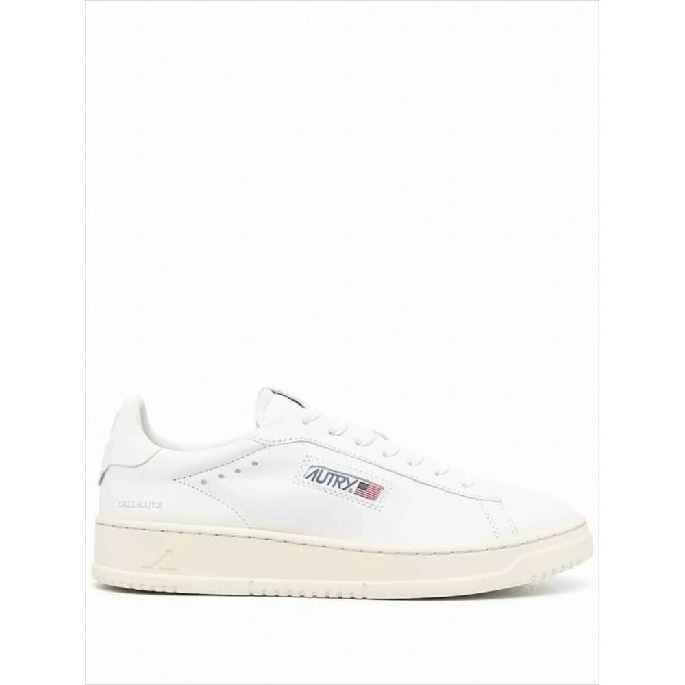 AUTRY Low-Top Leather Sneakers with Perforated Accents and Flag Detail